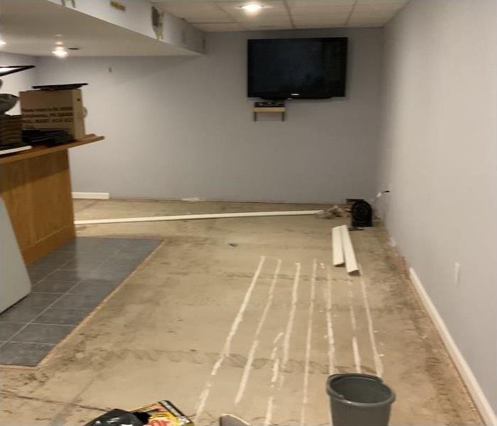 basement with water damage 