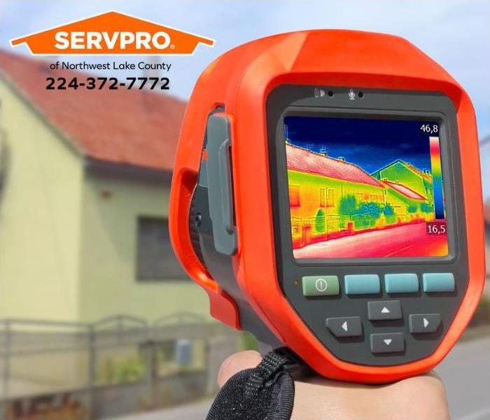 An infrared camera is used to detect water damage.